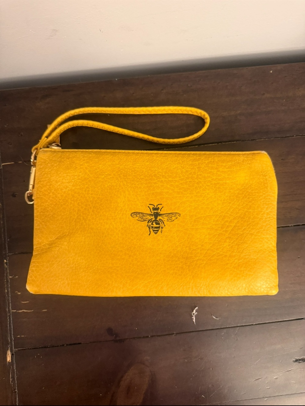 Shara Porter Mustard Yellow Bee Wristlet Clutch Wallet